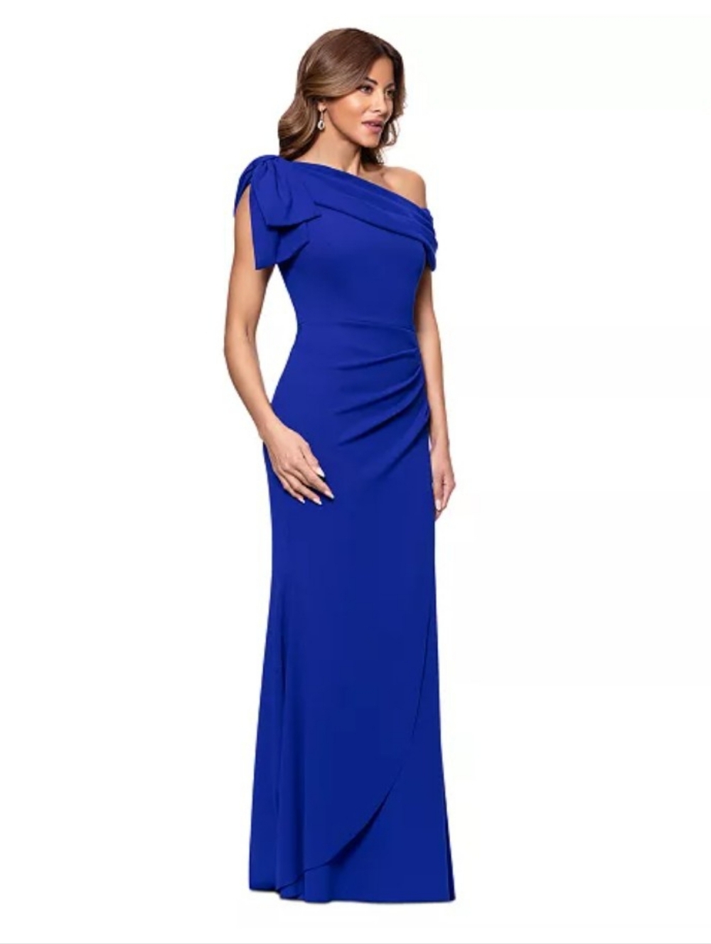 Xscape One-Shoulder Cobalt Blue Evening Gown,xX S C A P E* 106*